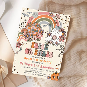 Spooky Retro Ghost Halloween 3rd Birthday   Invitation