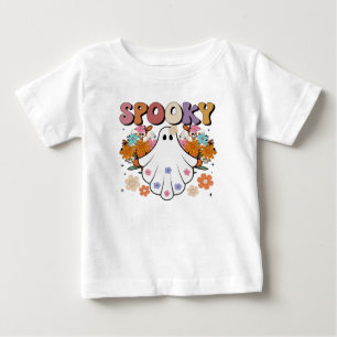 Spooky Retro Ghost Halloween Cute  Baby T-Shirt