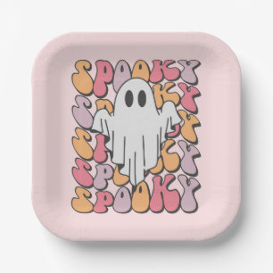Spooky Retro Ghost Paper Plate