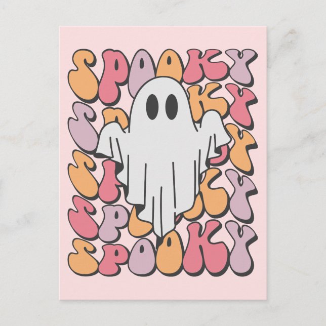 Spooky Retro Ghost Postcard (Front)