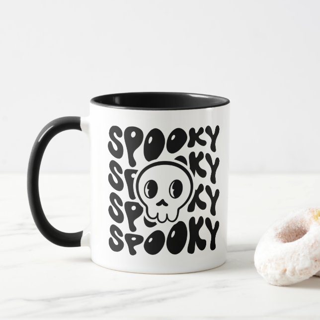 Spooky Retro Skull Mug (With Donut)