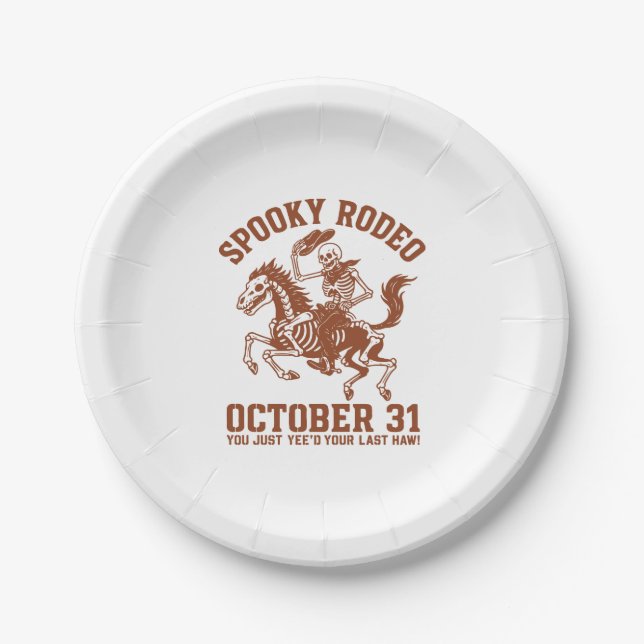 Spooky Rodeo Halloween October 31 Paper Plate (Front)