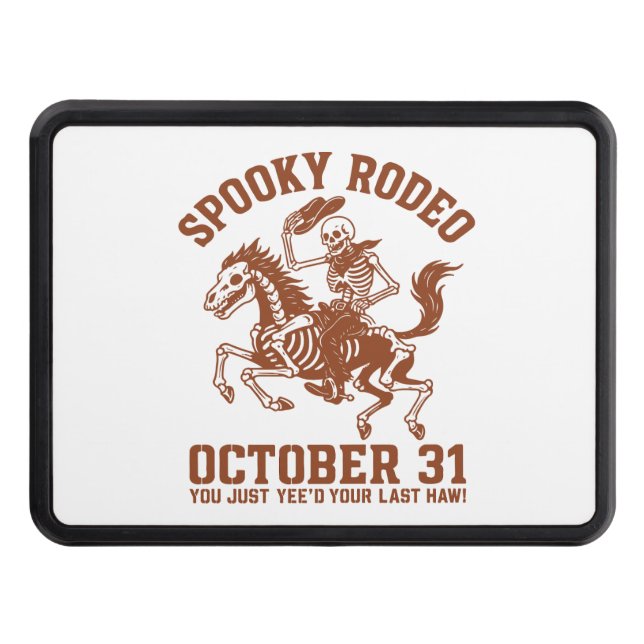 Spooky Rodeo Halloween October 31 Trailer Hitch Cover (Front)