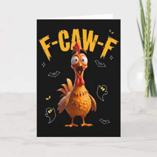 Spooky Rooster F-caw-f Ghost Card