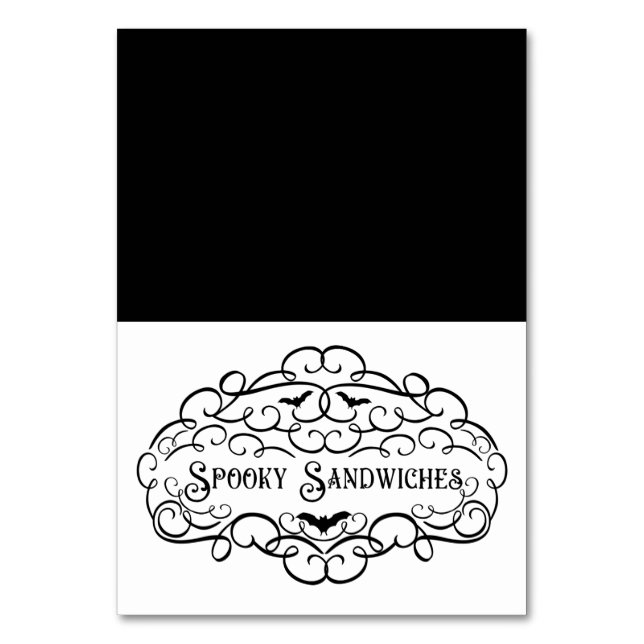 Spooky Sandwiches Vintage Halloween Food Tent Table Number (Front)