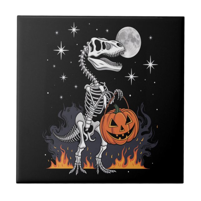 Spooky Saurus Halloween Dinosaur Tile (Front)