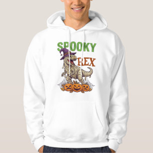 Spooky Saurus Rex Mummy Dinosaur Witch Hat Pumpkin Hoodie