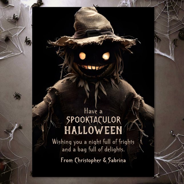 Spooky Scarecrow Halloween Greeting Holiday Card (Creator Uploaded)