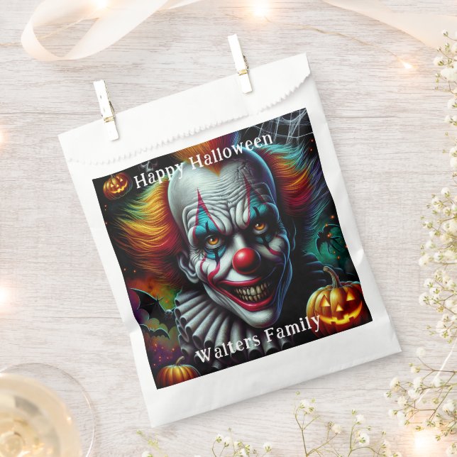 Spooky Scary Clown Halloween Party Personalized Favour Bag (Clipped)