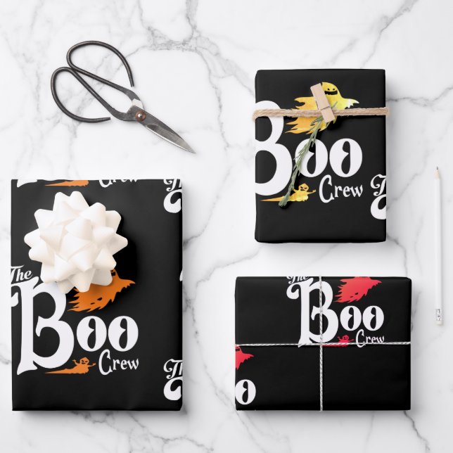 Spooky scary Halloween ghost wrapping paper  (Front)