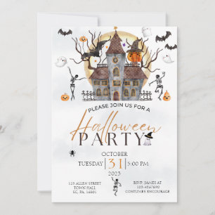 SPOOKY SCARY HAUNTED HOUSE COSTUME HALLOWEEN PARTY INVITATION