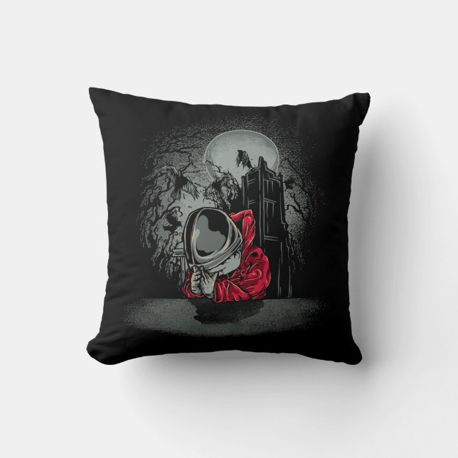 Spooky Scary Horror Scene Throw Pillow (Front)