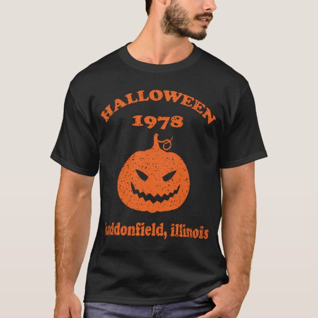 Spooky Scary Pumpkin Haddonfield Halloween 1978 T-Shirt (Front)