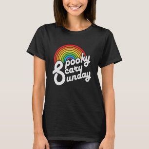 Spooky Scary Sunday Trendy Retro Rainbow T-Shirt