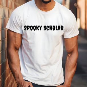 Spooky Scholar black typography T-Shirt