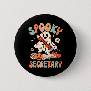 Spooky School Secretary Groovy Halloween Floral Gh 2 Inch Round Button