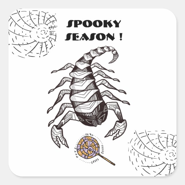 Spooky scorpion  square sticker (Front)