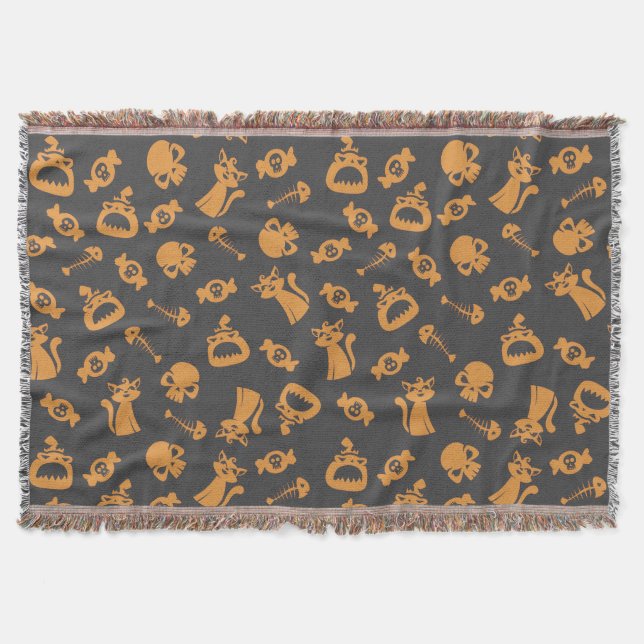 Spooky Seamless Pattern C (Style: 2) Throw Blanket (Front)