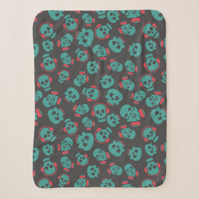 Spooky Seamless Pattern E (Style: 2) Sherpa Blanket (Front)