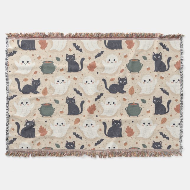 Spooky Seamless Pattern I (Style: 1) Throw Blanket (Front)