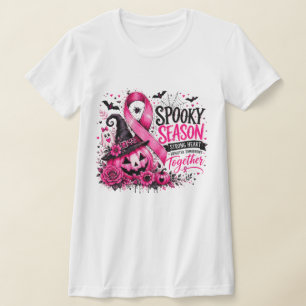 Spooky Season Breast Cancer Awareness Pink Ribbon T-Shirt
