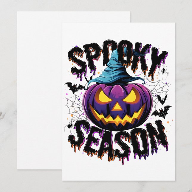 Spooky Season Brew — Pumpkin with a Bite Holiday Card (Front/Back)