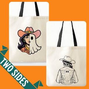 Spooky Season Cowgirl and Cool Ghoul Cowgirl Tote Bag