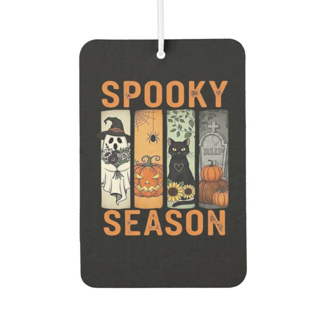 Spooky Season � Cute Ghost, Black Cat, Pumpkin & H Air Freshener (Front)