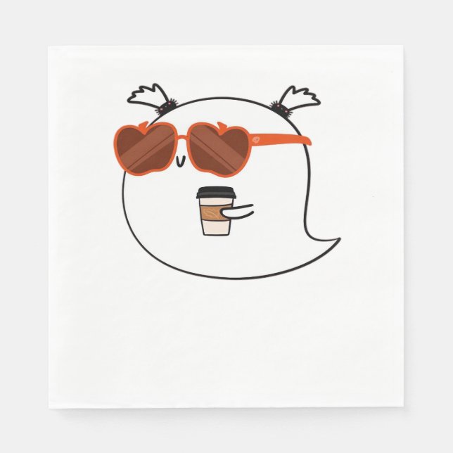 Spooky Season Cute Ghost Classic T-Shirt Napkin (Front)