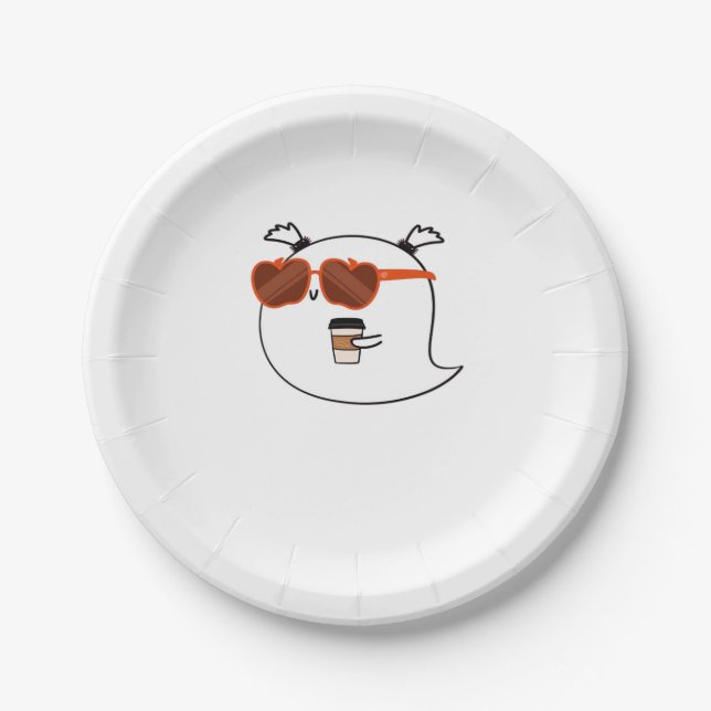 Spooky Season Cute Ghost Classic T-Shirt Paper Plate (Front)
