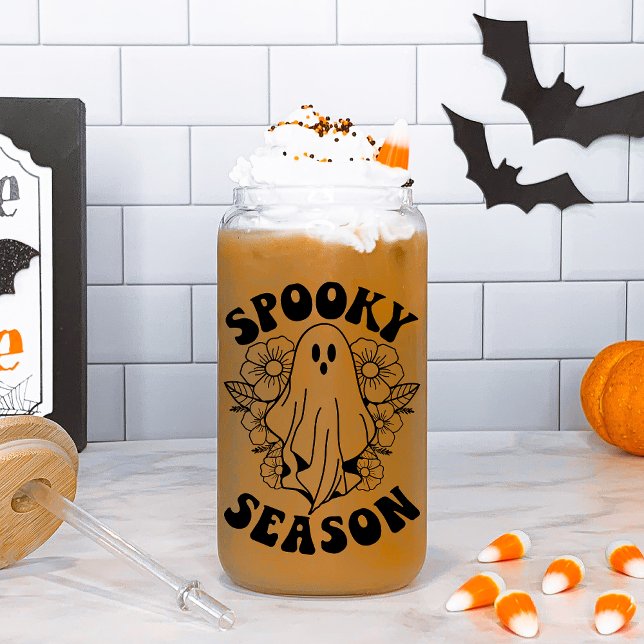 Spooky Season Cute Ghost Halloween Can Glass (Creator Uploaded)