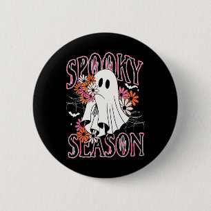 Spooky Season Cute Ghost Halloween Costume Floral  2 Inch Round Button