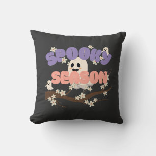 Spooky Season Cute Ghost Halloween Throw Pillow
