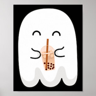 Spooky Season Cute Little Ghost Boby Tea Halloween Poster