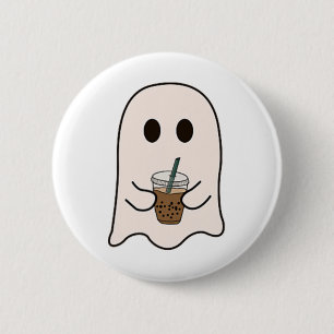 Spooky Season Cute Little Ghost Ice Coffee Hallowe 2 Inch Round Button