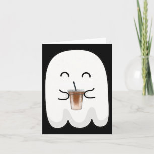 Spooky Season Cute Little Ghost Ice Coffee Hallowe Card