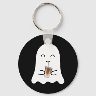 Spooky Season Cute Little Ghost Ice Coffee Hallowe Keychain