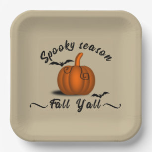 Spooky season fall yall paper plate