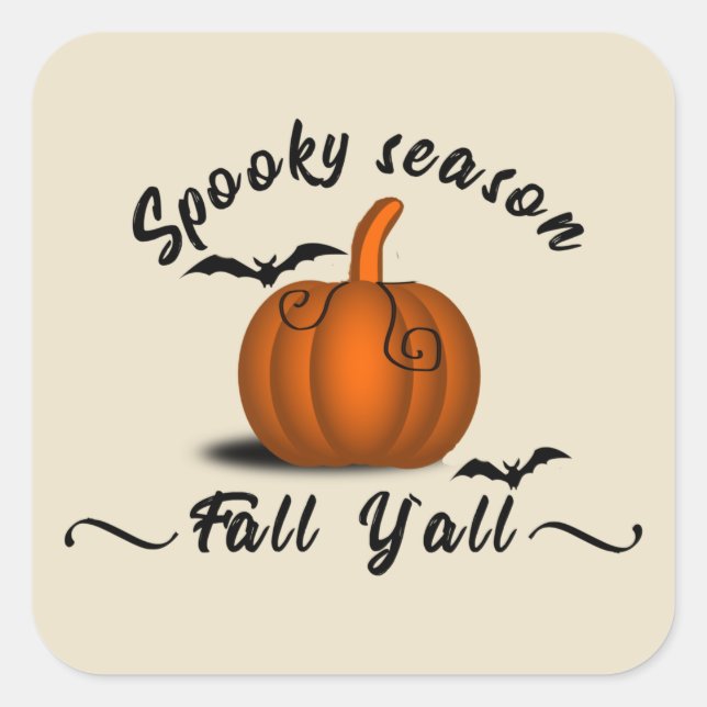 Spooky season fall yall square sticker (Front)