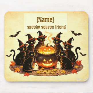Spooky Season Friend Personalized Halloween Black Mouse Pad