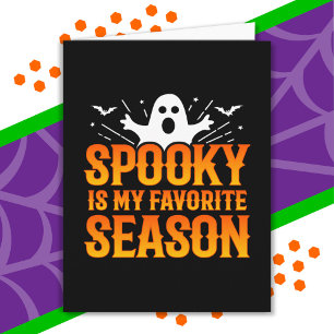 Spooky Season Ghost Bats Scary Happy Halloween Card
