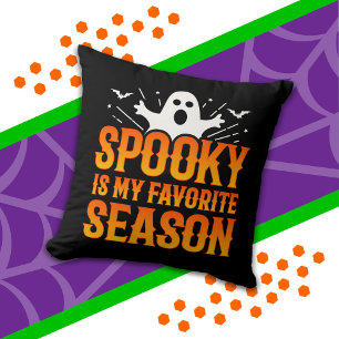 Spooky Season Ghost Bats Scary Happy Halloween Throw Pillow