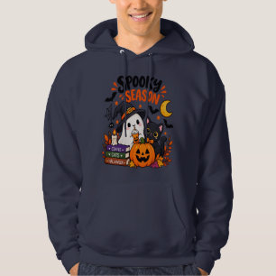 Spooky Season Ghost & Black Cat Hoodie