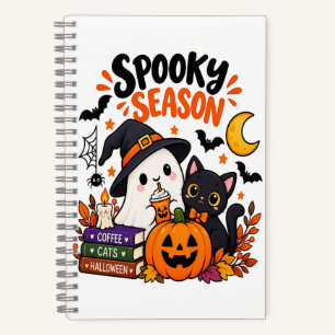 Spooky Season Ghost & Black Cat    Notebook