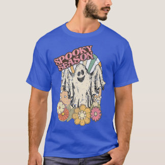 Spooky Season Ghost Floral Girls Women Mom Hallowe T-Shirt