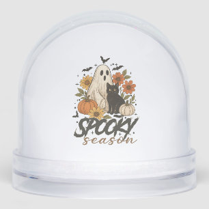 Spooky Season Ghost Retro Spooky Floral Halloween  Snowglobe
