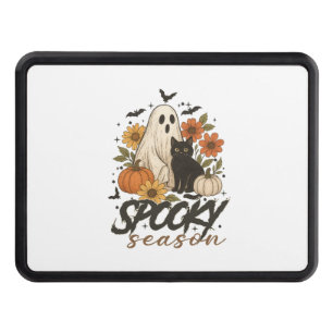 Spooky Season Ghost Retro Spooky Floral Halloween  Trailer Hitch Cover