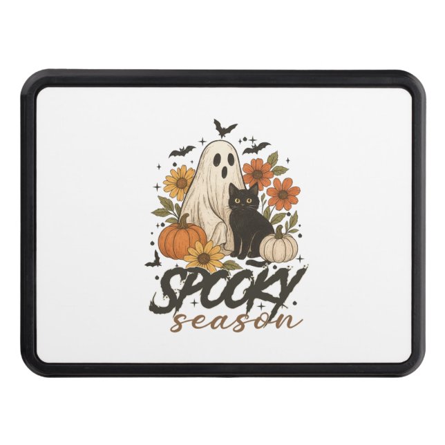 Spooky Season Ghost Retro Spooky Floral Halloween  Trailer Hitch Cover (Front)