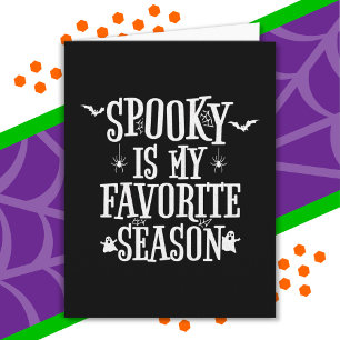 Spooky Season Ghosts Bats Spiders Happy Halloween Card