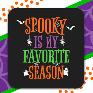 Spooky Season Ghosts Bats Spiders Happy Halloween Square Sticker